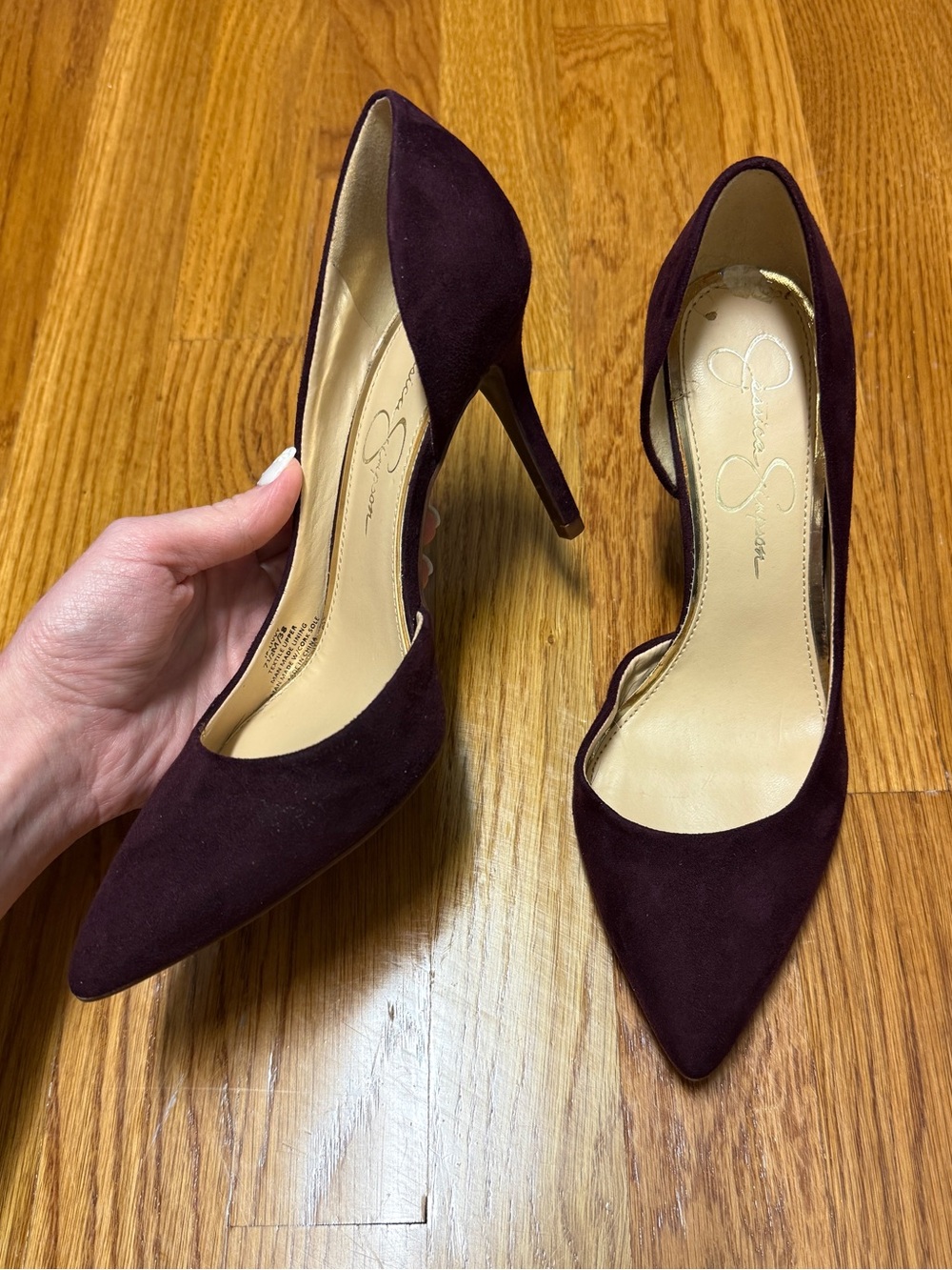 Jessica Simpson Burgundy Suede Pointed-Toe Heels